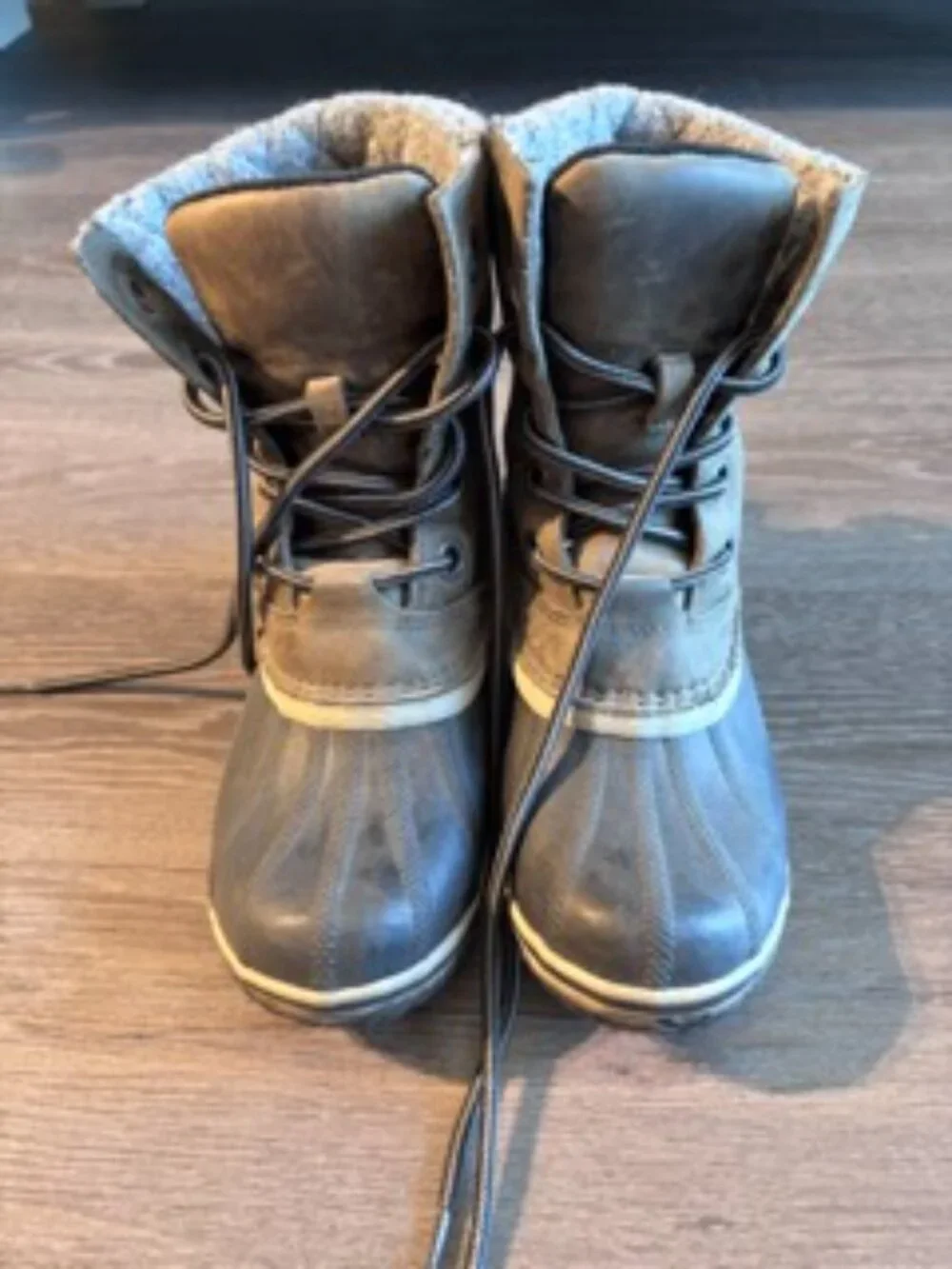 SOREL Slimpack II Lace Boot - Gray & Black Waterproof Rain Snow Duck Boots